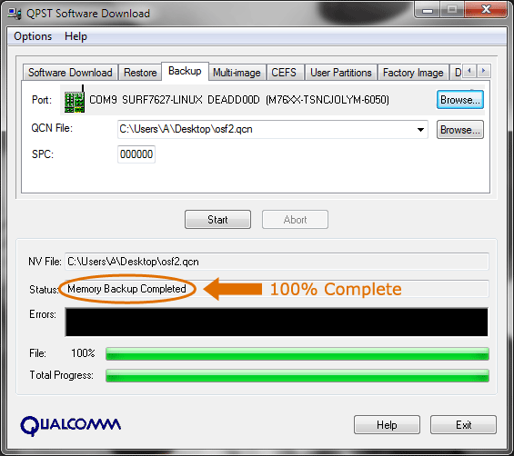 QPST Backup Completed