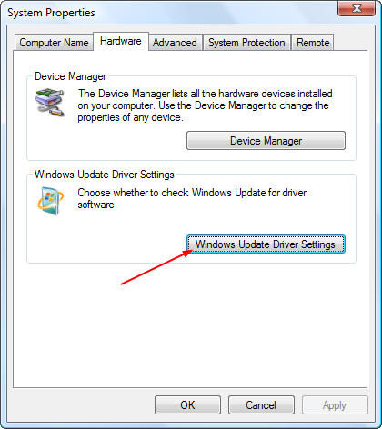 Click Windows Update Driver Settings